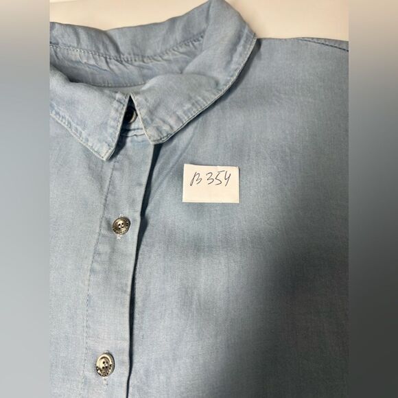 Vintage Owl Chambray Shirt Applique Embroidery Thin Denim Size M button-front - Picture 16 of 16